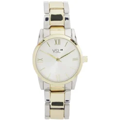 Montre ronde bracelet oyster bicolore dorée et argentée