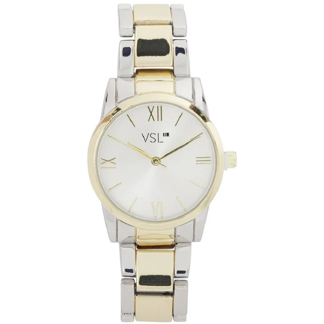 Montre ronde bracelet oyster bicolore dorée et argentée