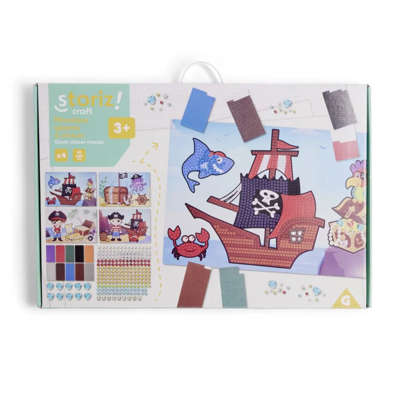 Mosaïque géante à sticker thème pirate x4 - 40x60cm