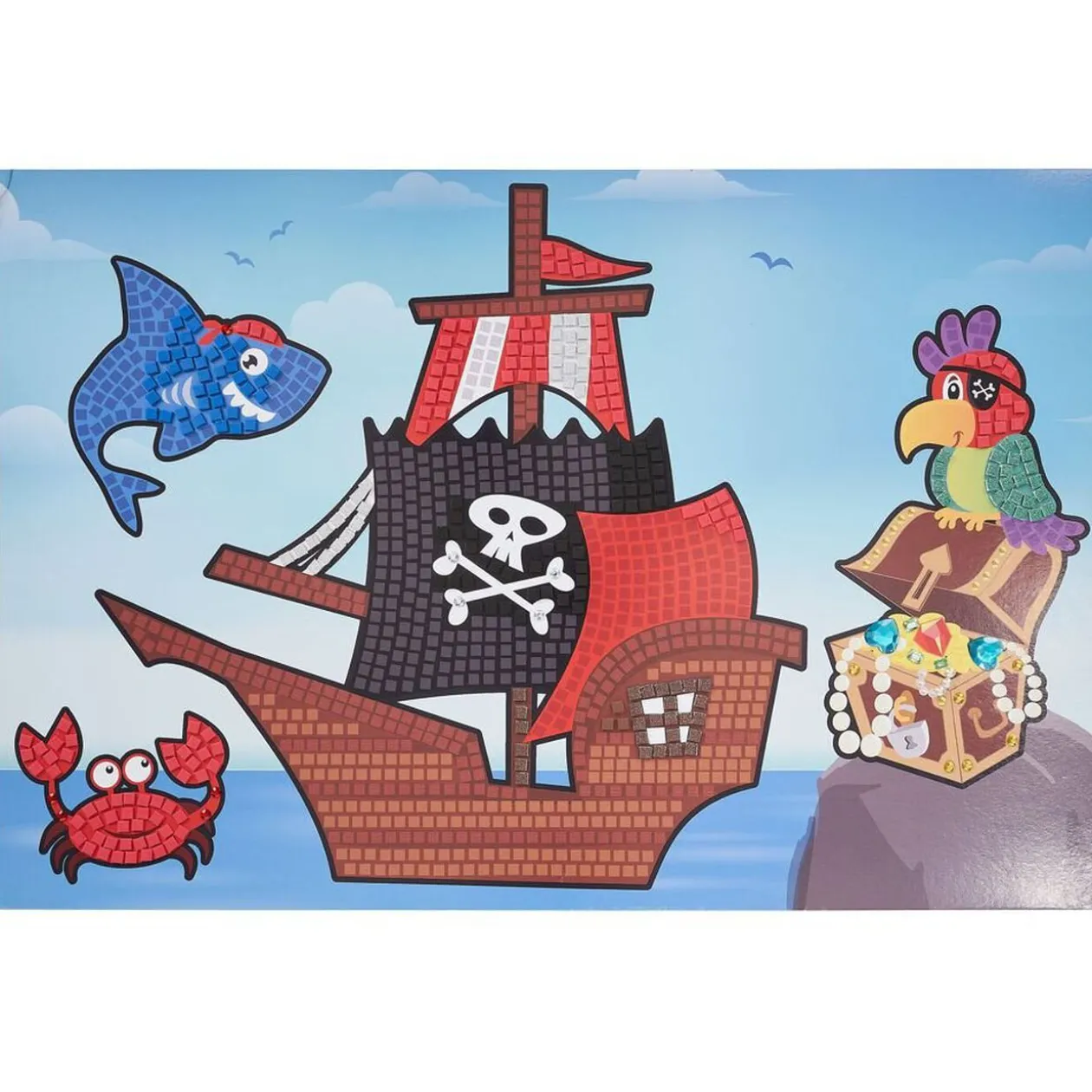 Mosaïque géante à sticker thème pirate x4 - 40x60cm
