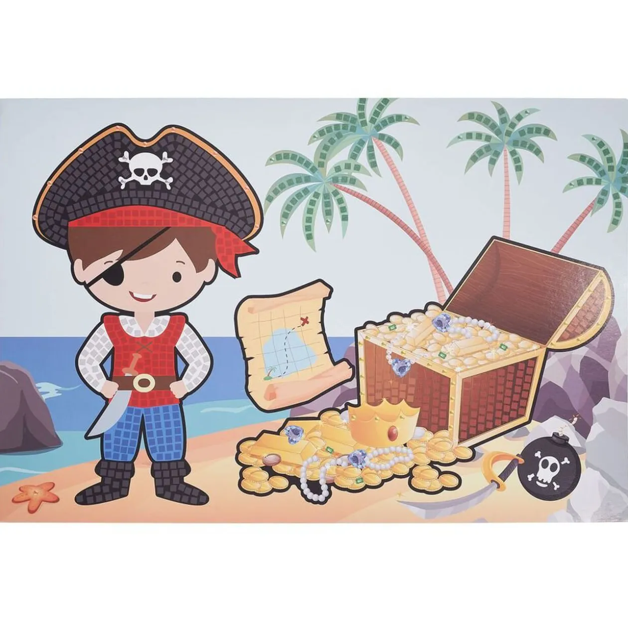 Mosaïque géante à sticker thème pirate x4 - 40x60cm