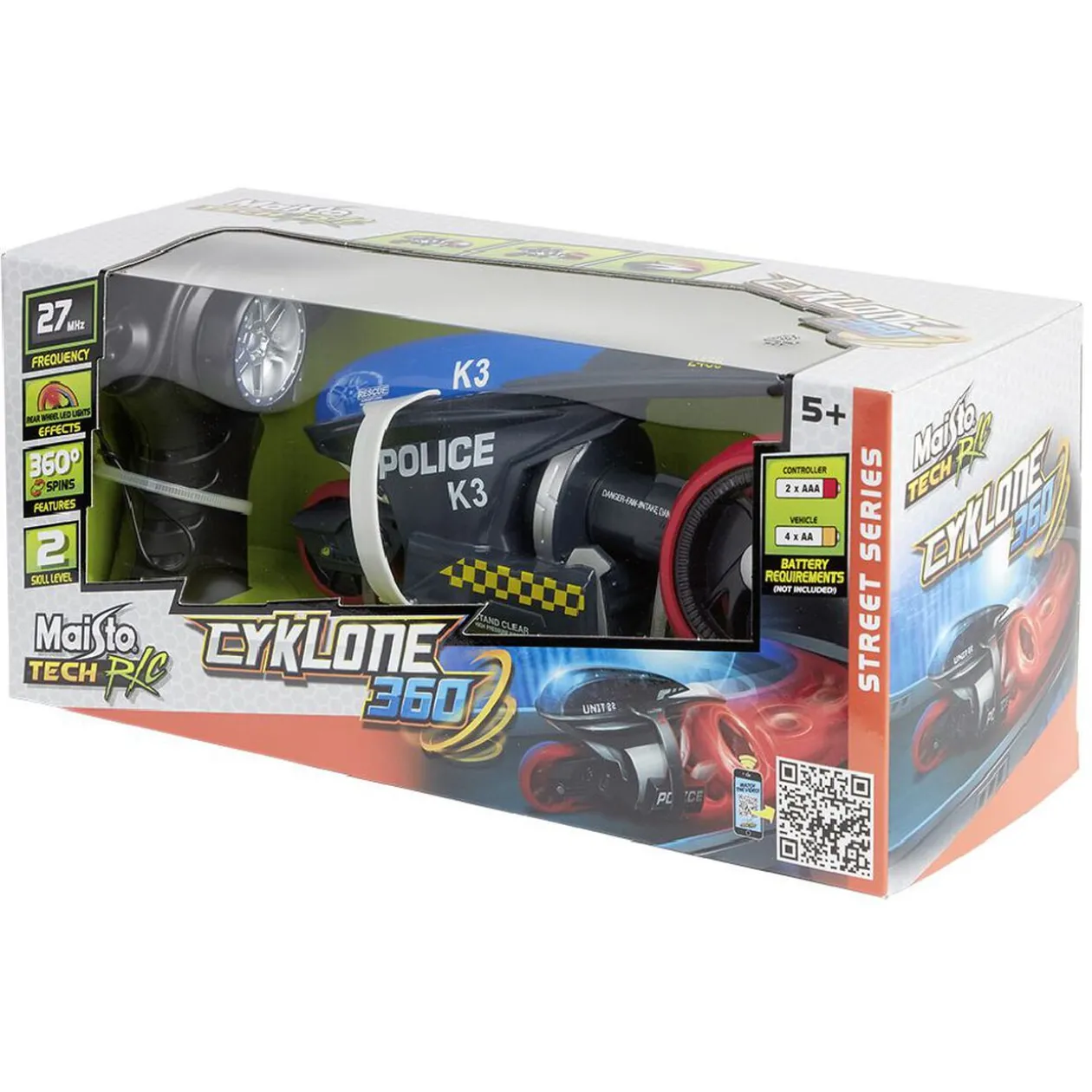 Moto radiocommandée Cyclone 360° LED multicolore