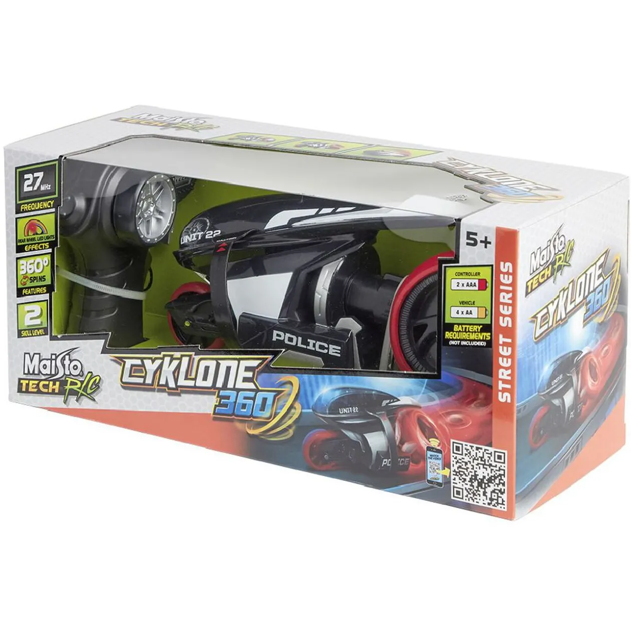 Moto radiocommandée Cyclone 360° LED multicolore