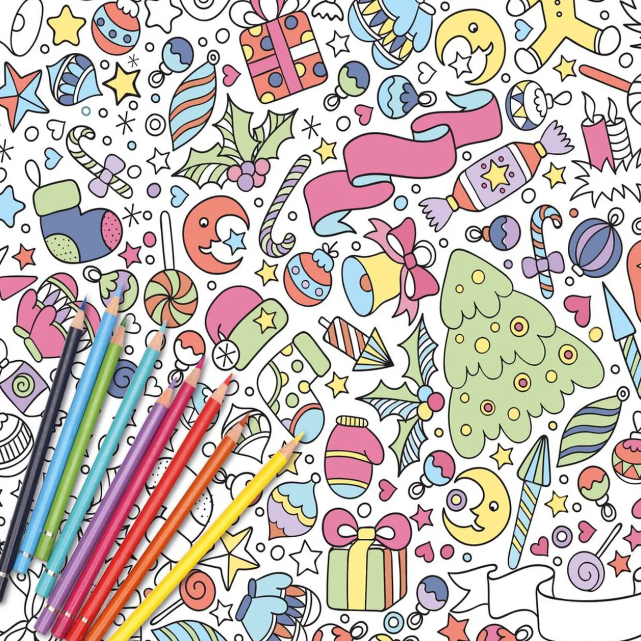 Nappe Noël à colorier 128x240cm