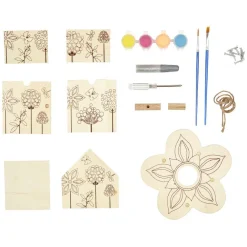 Nichoir à oiseaux à décorer forme fleur en bois