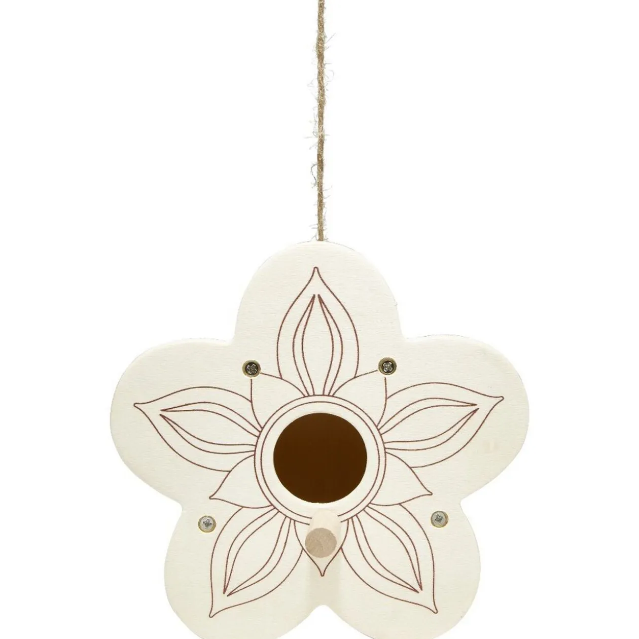 Nichoir à oiseaux à décorer forme fleur en bois