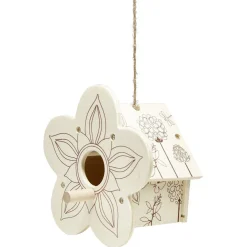 Nichoir à oiseaux à décorer forme fleur en bois
