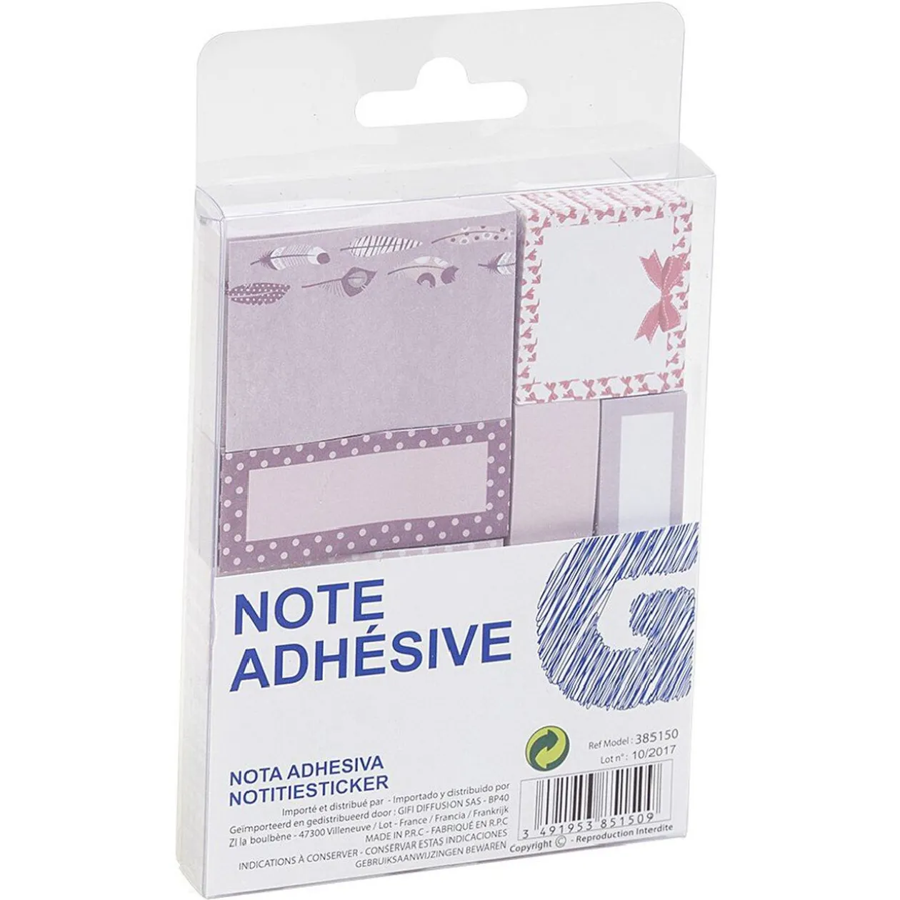Note adhésive papier fantaisie 8 formes