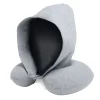 Oreiller de voyage à capuche intégrée polyester L30x26cm - 3 coloris