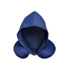Oreiller de voyage à capuche intégrée polyester L30x26cm - 3 coloris