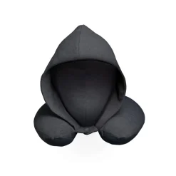 Oreiller de voyage à capuche intégrée polyester L30x26cm - 3 coloris