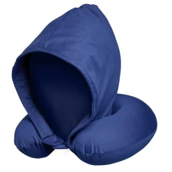 Oreiller de voyage à capuche intégrée polyester L30x26cm - 3 coloris