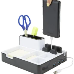Organisateur de bureau support smartphone ports USB x3