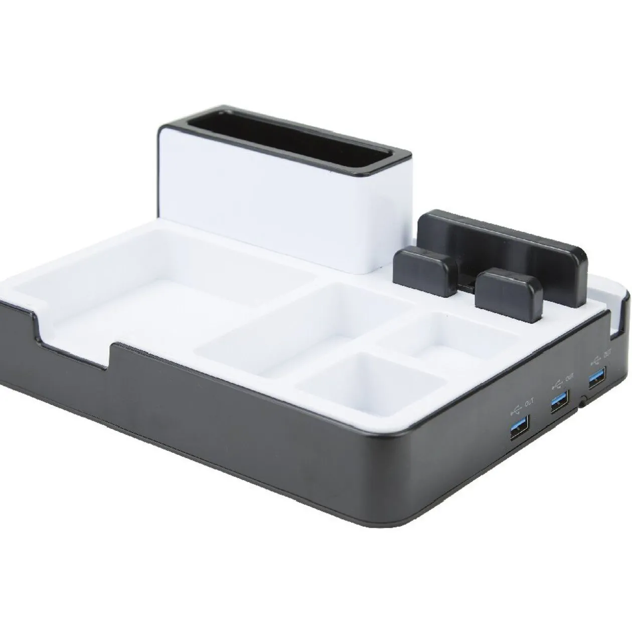 Organisateur de bureau support smartphone ports USB x3