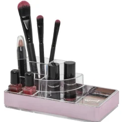 Organiseur rangement cosmétique bordure rose