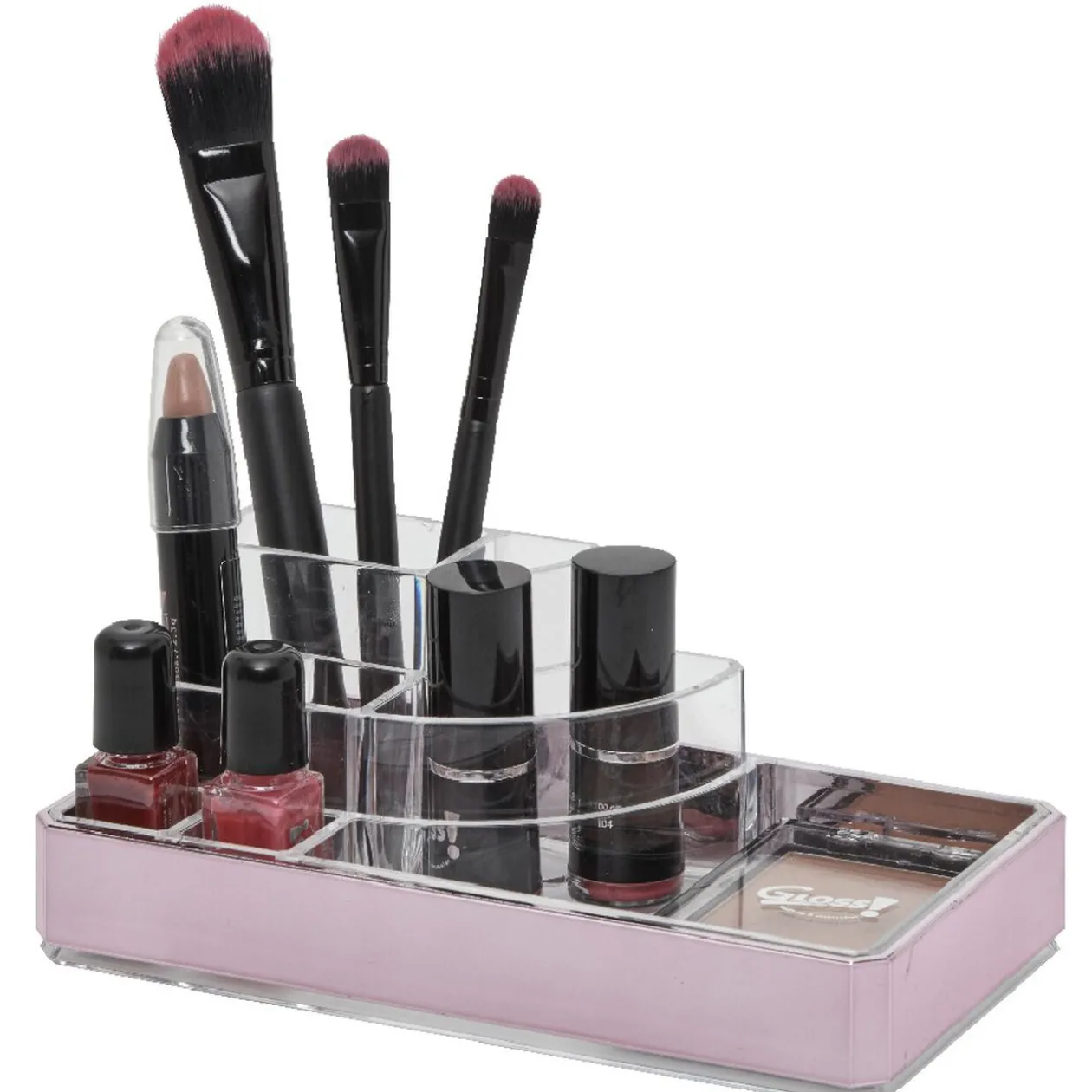 Organiseur rangement cosmétique bordure rose