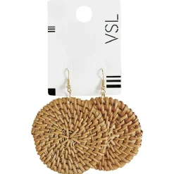 Paire de boucles d'oreilles en raphia