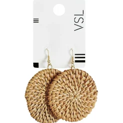 Paire de boucles d'oreilles en raphia