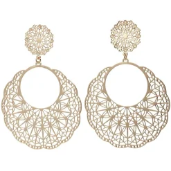 Paire de boucles d'oreilles filigrane imitation crochet doré