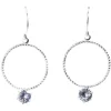 Paire de boucles d'oreilles anneau strass argenté