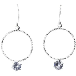 Paire de boucles d'oreilles anneau strass argenté