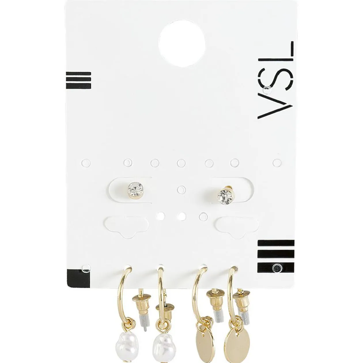 Paire de boucles d'oreilles Perle et Médaille x3