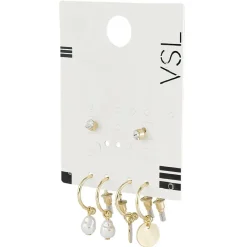 Paire de boucles d'oreilles Perle et Médaille x3