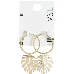 Paire de boucles d'oreilles Créoles feuille palmier