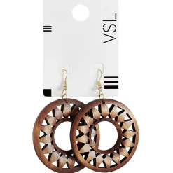 Paire de boucles d'oreilles métal et bois