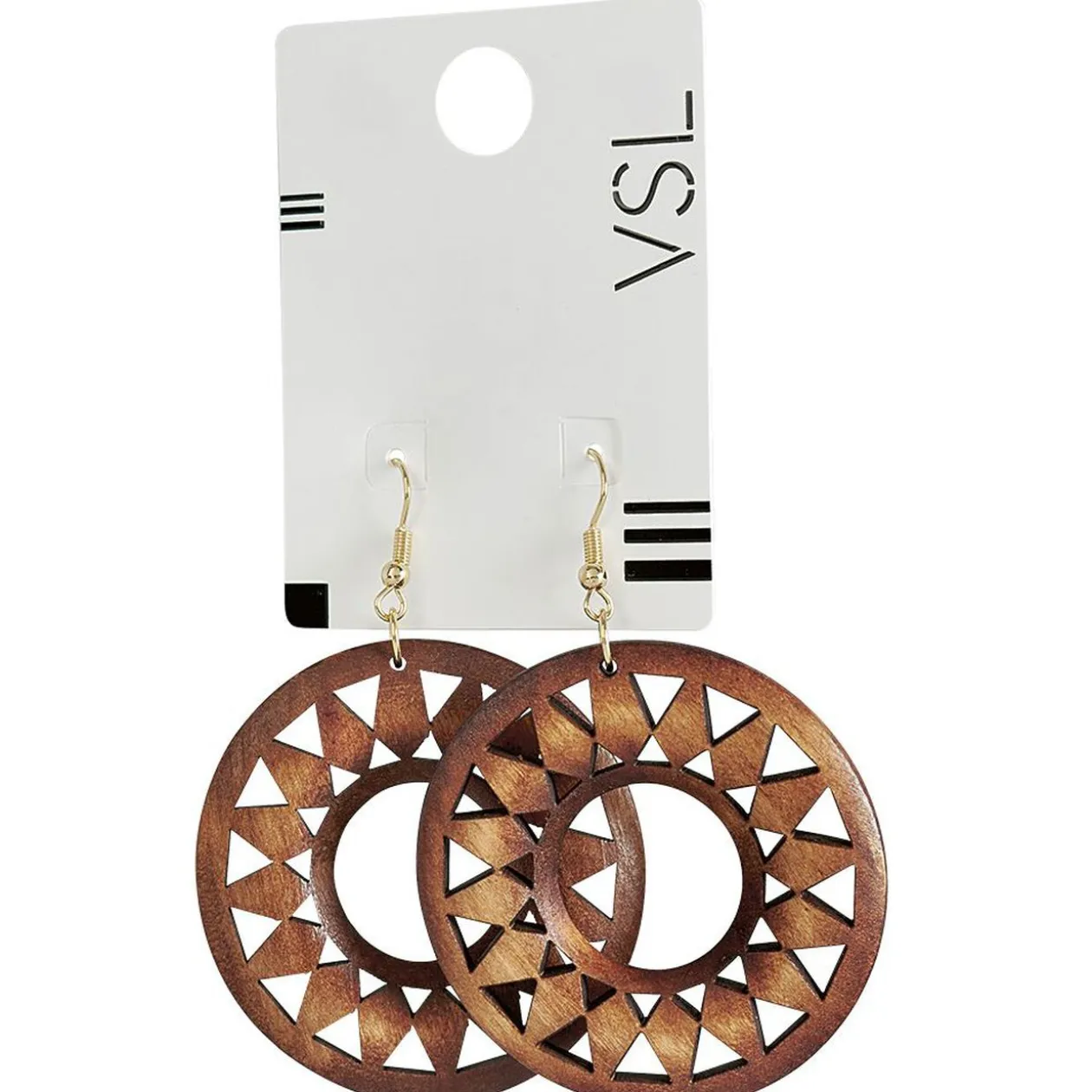 Paire de boucles d'oreilles métal et bois