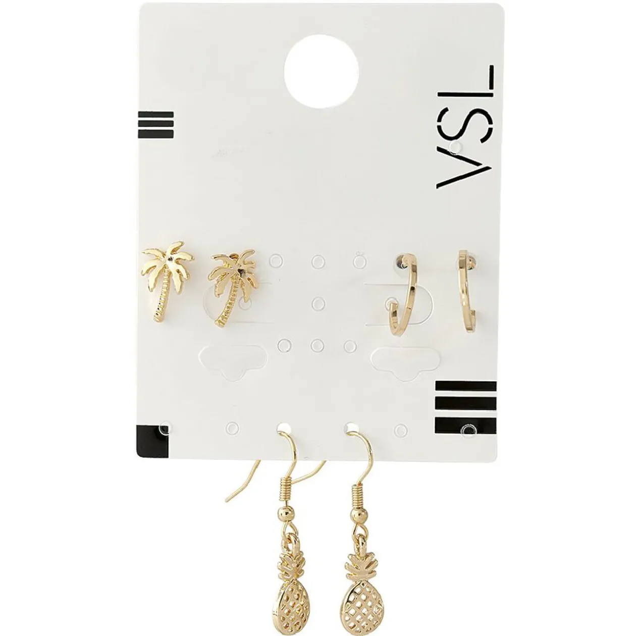 Paire de boucles d'oreilles palmier et ananas x3