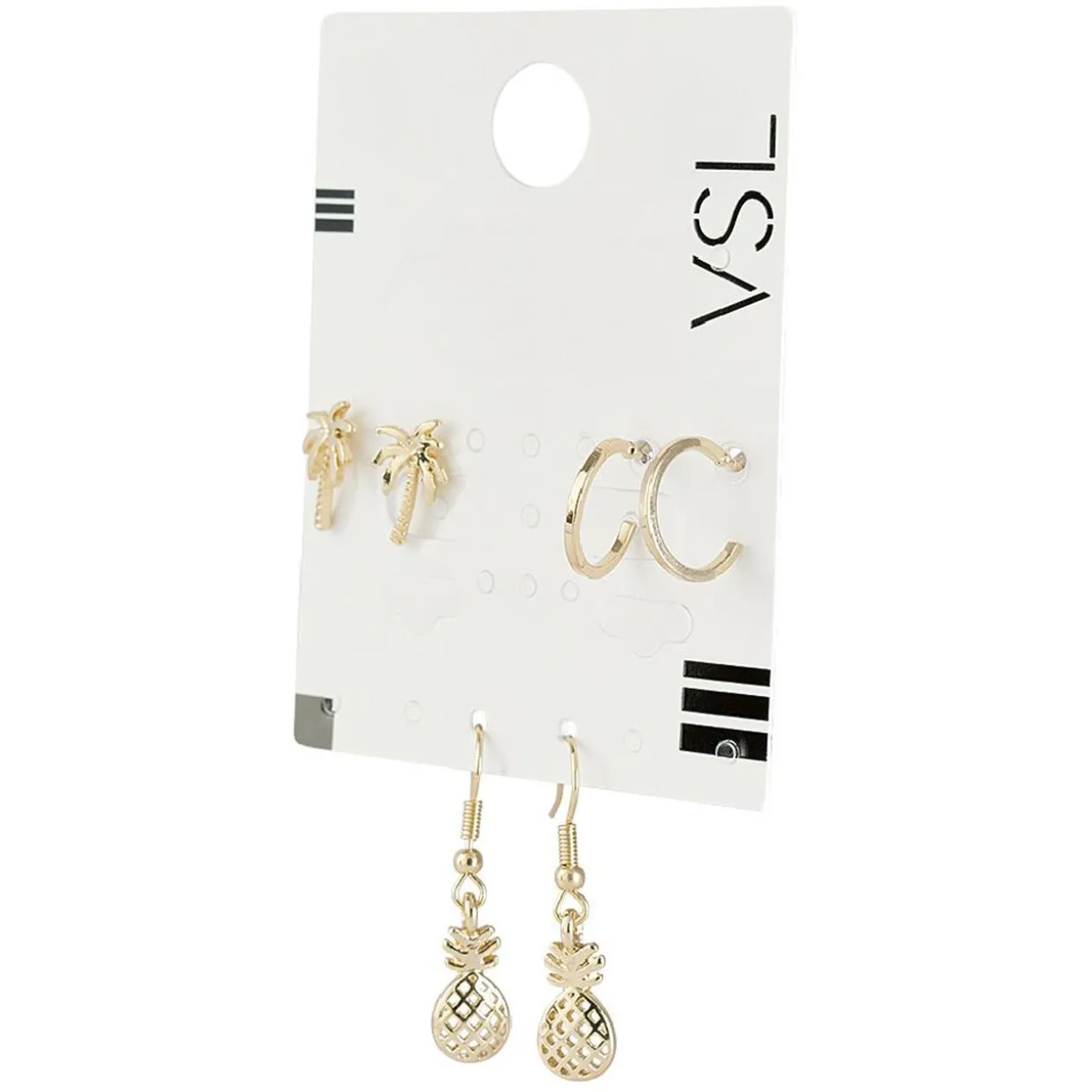 Paire de boucles d'oreilles palmier et ananas x3