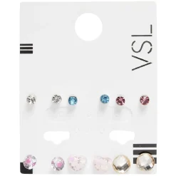 Paire de boucles d'oreilles puces à strass x6