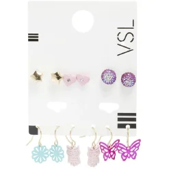 Paire de boucles d'oreilles puces et pendantes décor filigrane x6