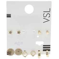 Paire de boucles d'oreilles métal noir doré x3