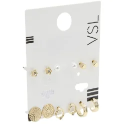 Paire de boucles d'oreilles métal noir doré x3