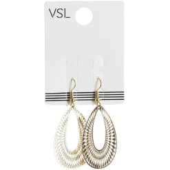 Paire de boucles d'oreilles pendantes forme goutte filigrane métal doré