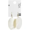 Paire de boucles d'oreilles pendante ovale blanc nacré
