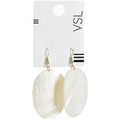 Paire de boucles d'oreilles pendante ovale blanc nacré
