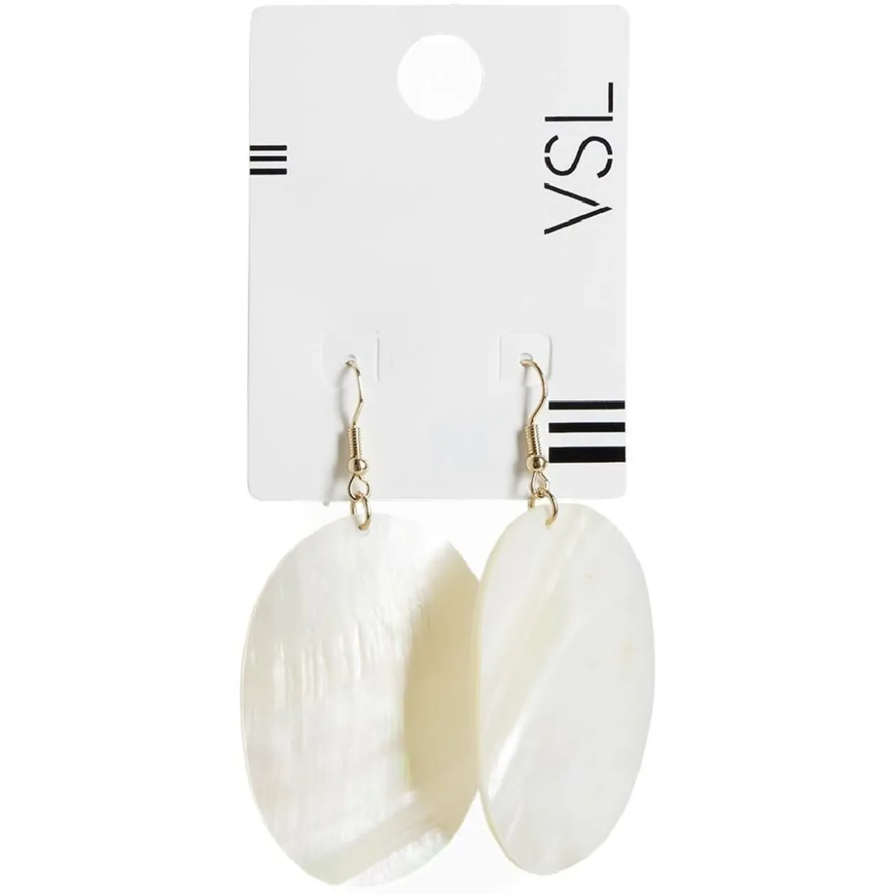 Paire de boucles d'oreilles pendante ovale blanc nacré