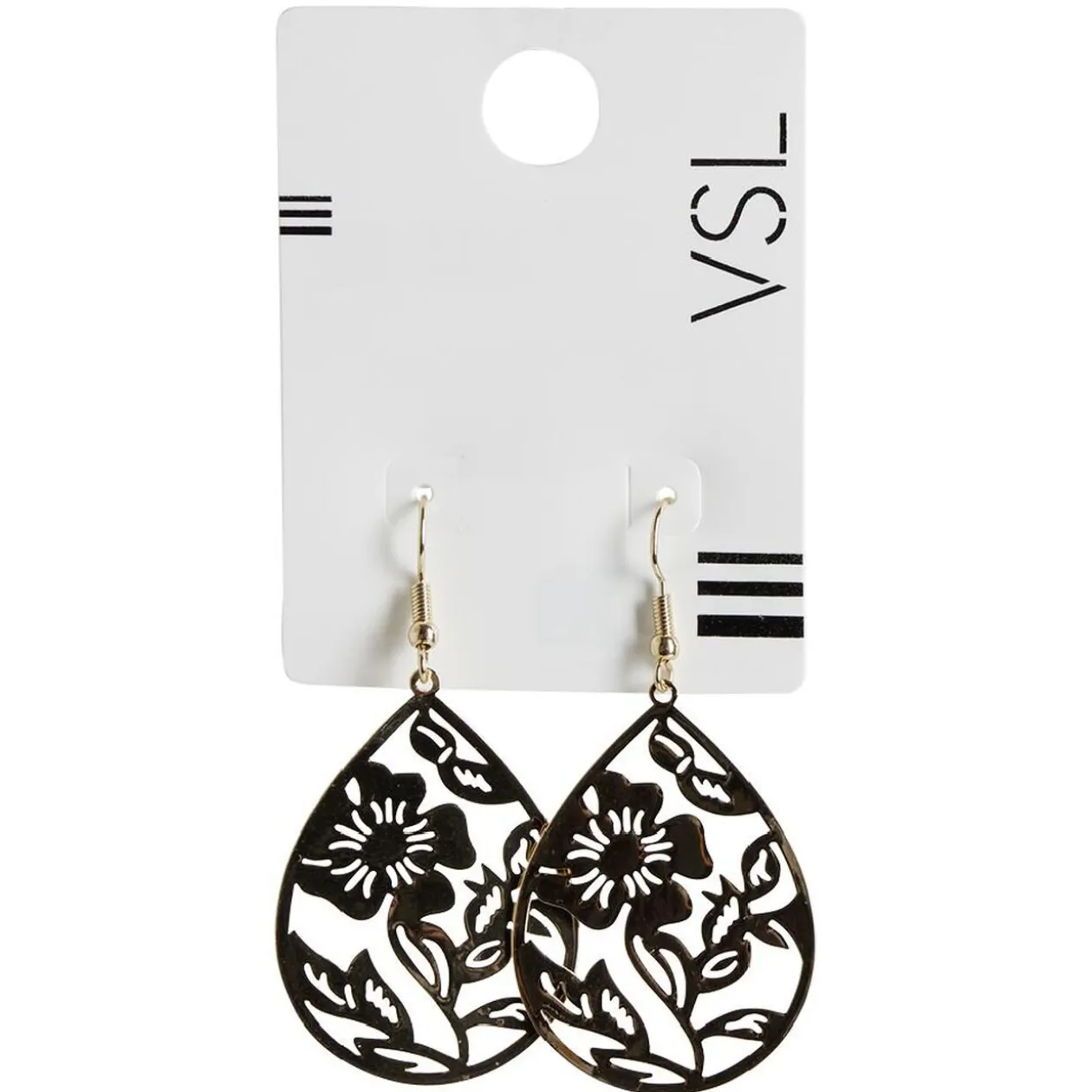 Paire de boucles d'oreilles pendantes fleur filigrane métal doré