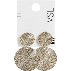 Paire de boucles d'oreilles pendantes ronds métal martelé doré