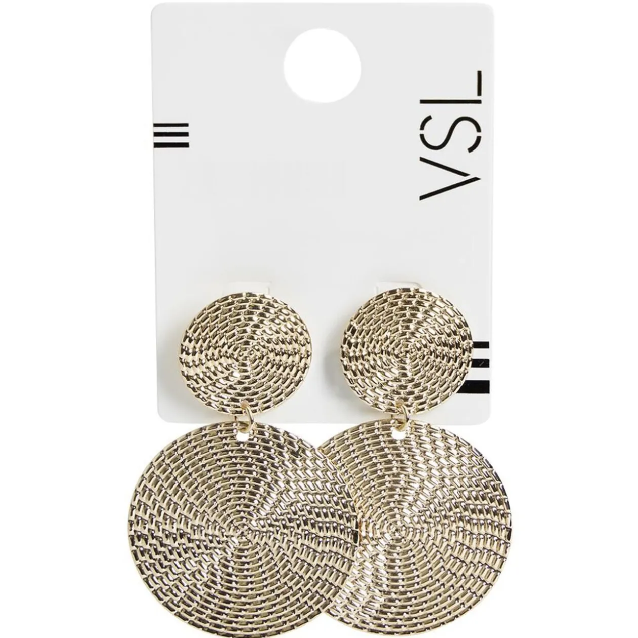 Paire de boucles d'oreilles pendantes ronds métal martelé doré