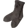 Paire de chausettes intérieur Femme gris foncé avec pompons