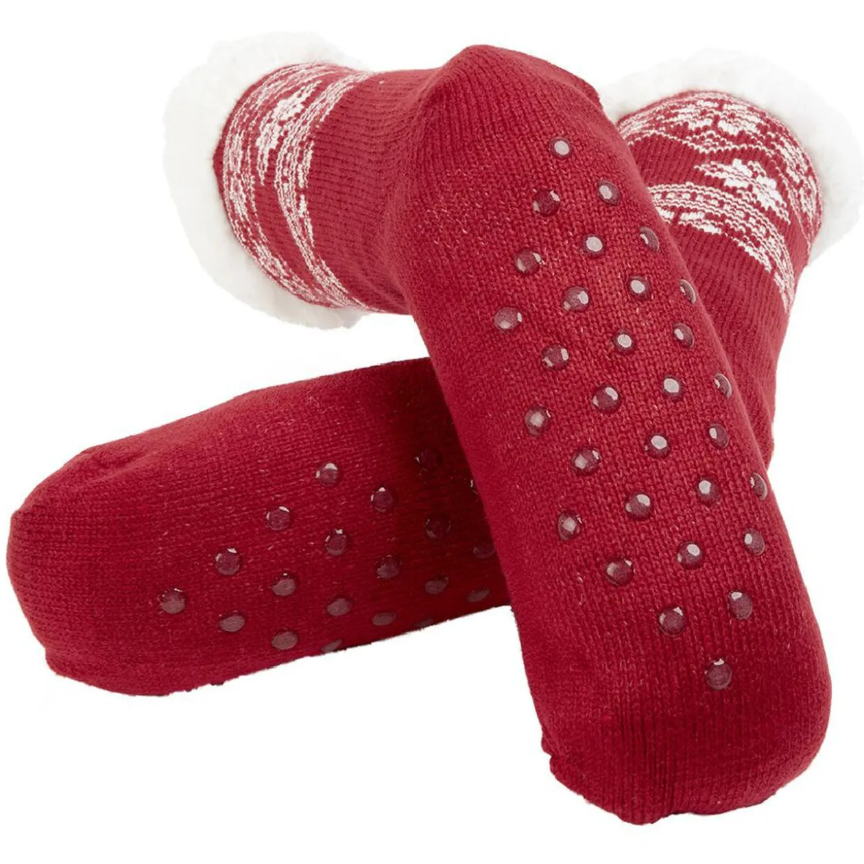 Paire de chaussettes de Noël imprimé rouge et blanc