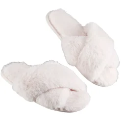 Paire de chaussons à brides croisées femme rose