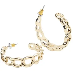 Paire de créoles maille gourmette doré