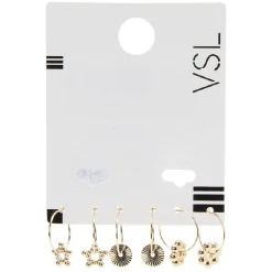 Paire de créoles pendantes métal doré x3