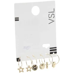 Paire de créoles pendantes métal doré x3