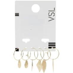 Paire de créoles pendantes métal doré x3